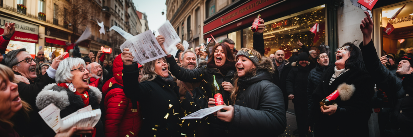 Personas celebrando un premio en la lotería de Navidad